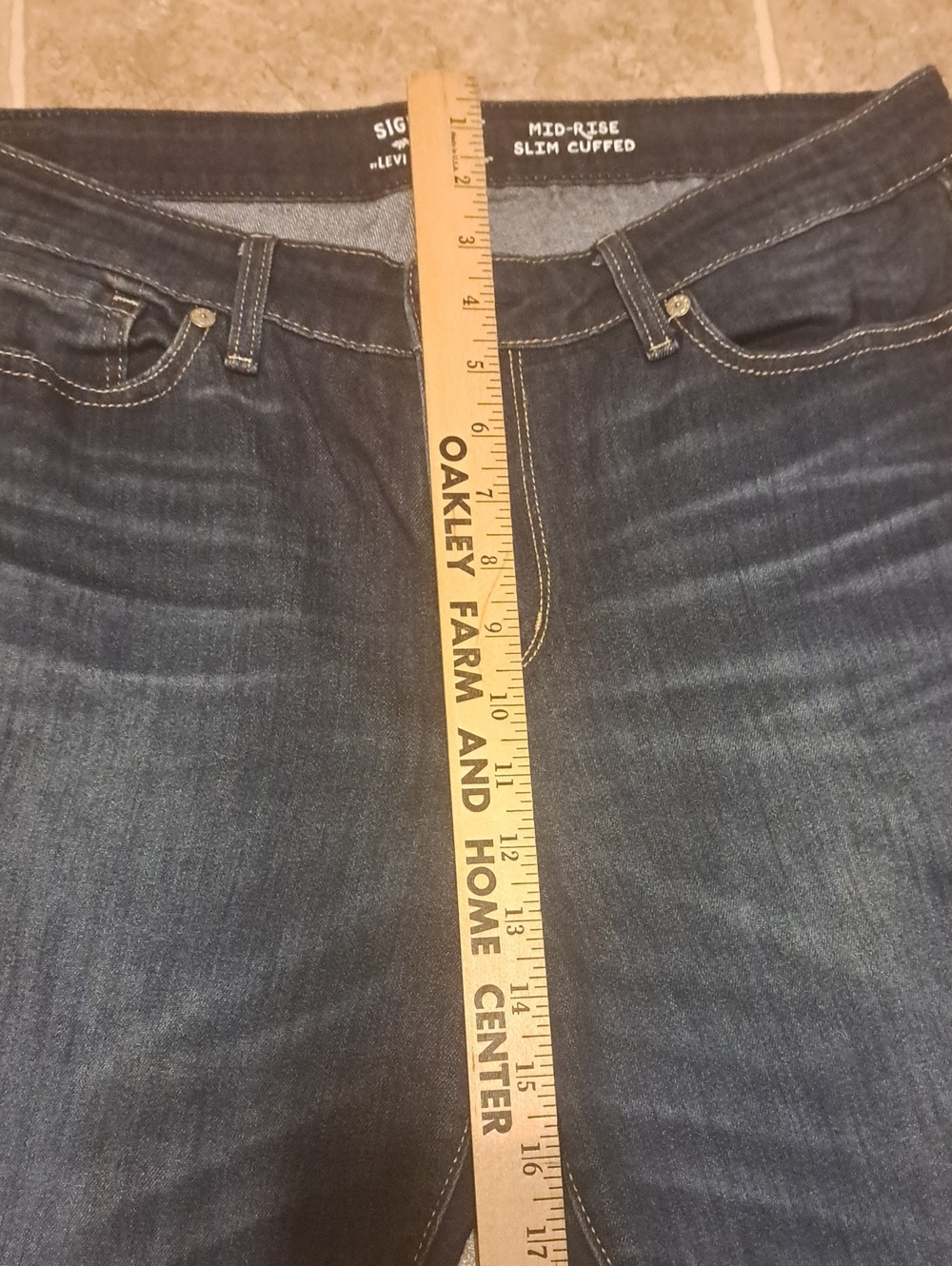 Signature by Levi Strauss Women's Slim Straight Jeans - Dark Wash Blue. Size 32. - Picture 7 of 10